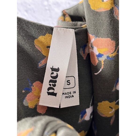 PACT Women's Green Floral Peep Back Sleeveless Stretch Dress Small - Picture 3 of 6